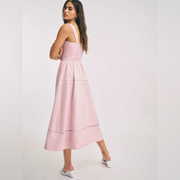 NWOT Reformation Everett Linen Dress in Cherry Blossom - Picture 3 of 13